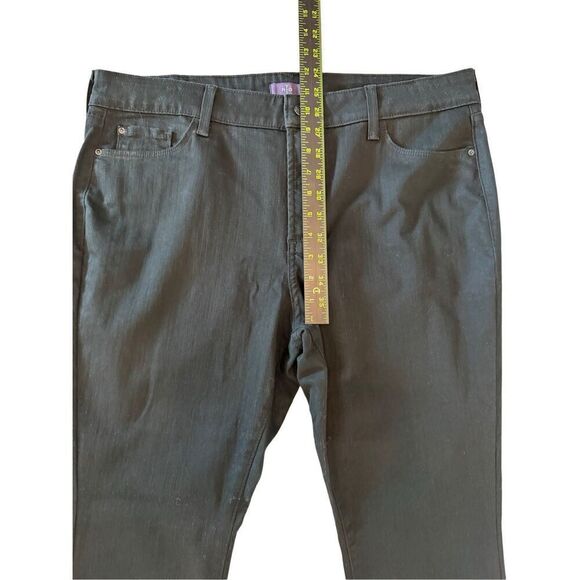 NYDJ Womens Zip Fly High Rise Twill Cotton Blend Straight Leg Jeans Black Sz 16P - Picture 6 of 7